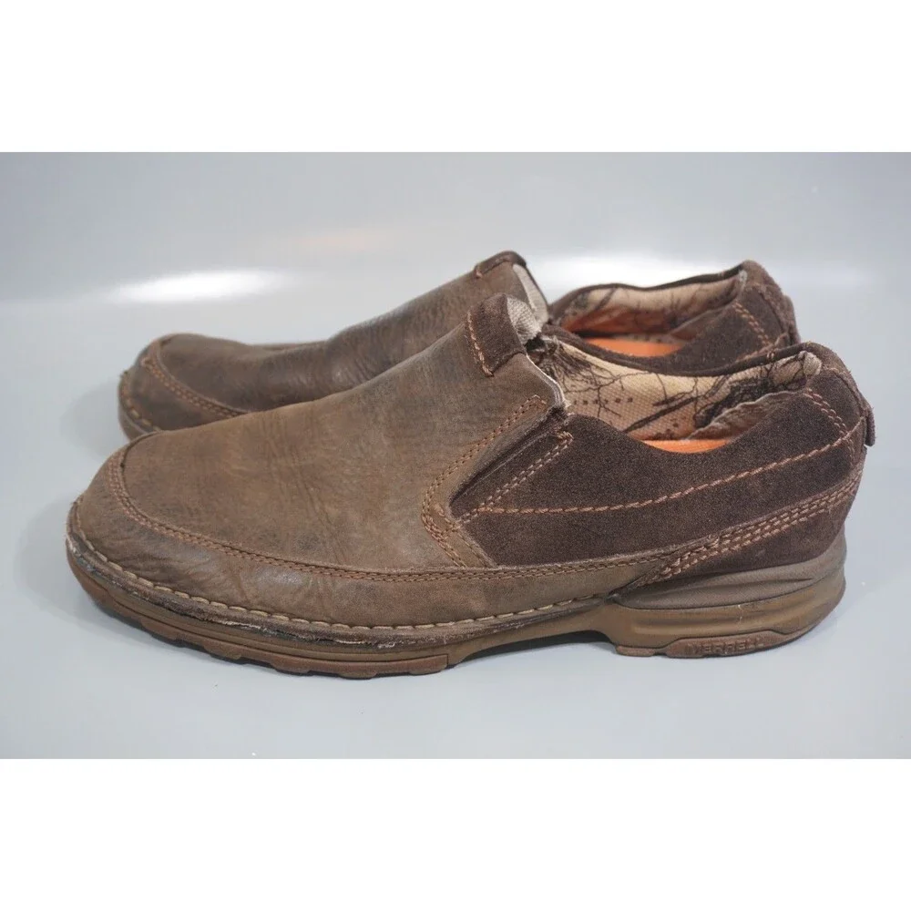 Merrell Traveler Rove Moc Men's Sz 9.5 Slip On Waterproof Brown Leather Shoes